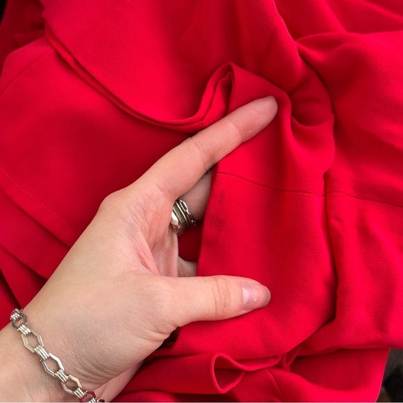 ALEXIS Asher Red Cold Shoulder Button Accent Long Sleeve Shorts Romper - Picture 12 of 12